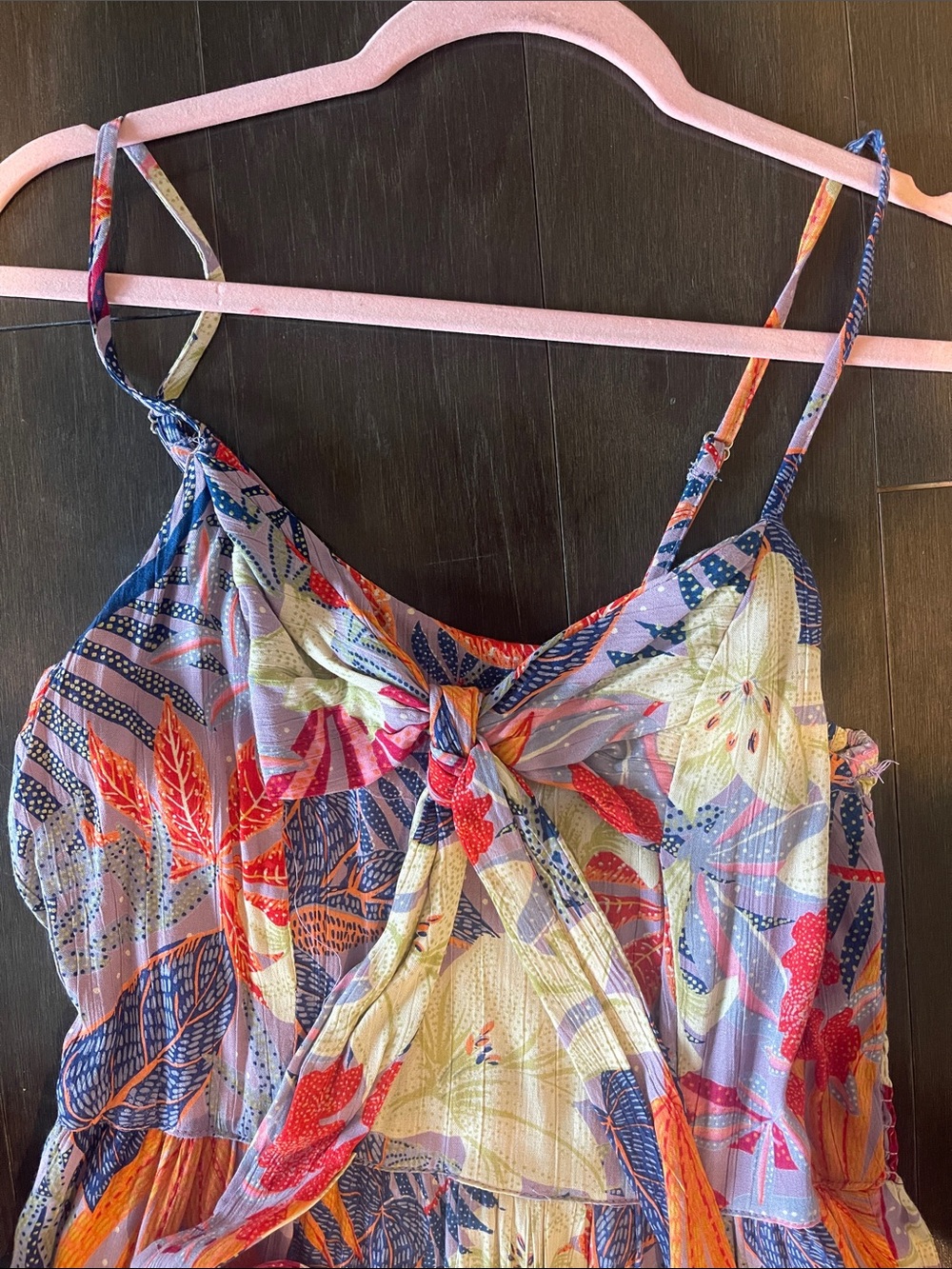 Angie Floral Maxi Dress in Orange, Blue, Yellow, Pink -flowy - tiered - -lined. - Picture 3 of 10